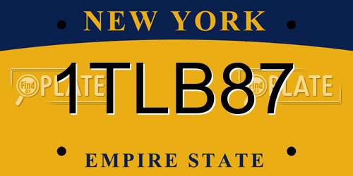 1TLB87 New York License Plate
