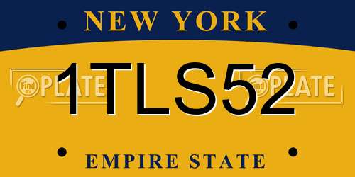 1TLS52 New York License Plate