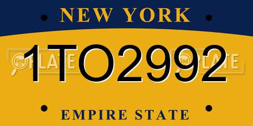 1TO2992 New York License Plate
