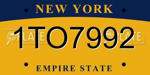 1TO7992 New York License Plate