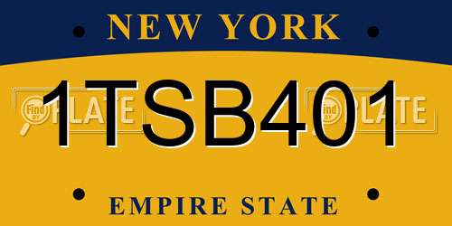 1TSB401 New York License Plate