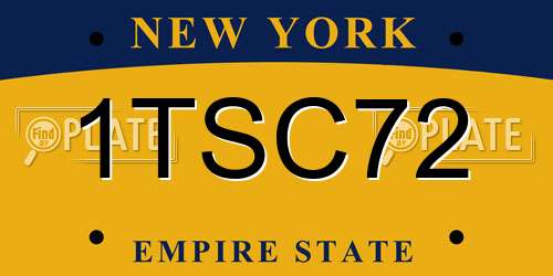 1TSC72 New York License Plate