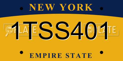 1TSS401 New York License Plate