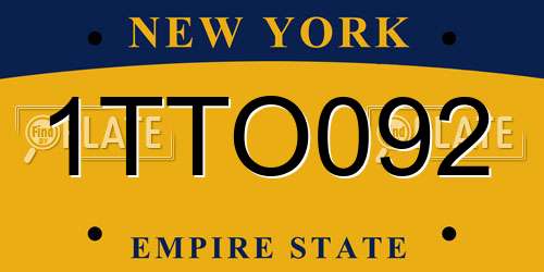 1TTO092 New York License Plate