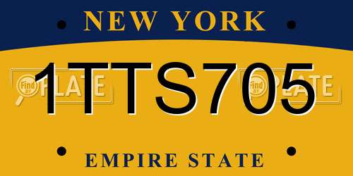 1TTS705 New York License Plate