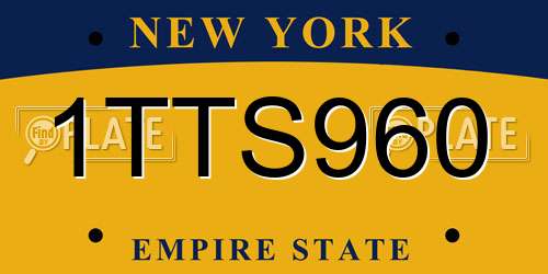 1TTS960 New York License Plate
