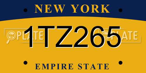 1TZ265 New York License Plate