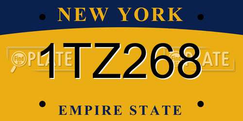 1TZ268 New York License Plate