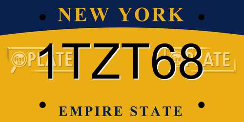 1TZT68 New York License Plate