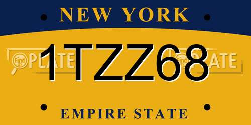1TZZ68 New York License Plate