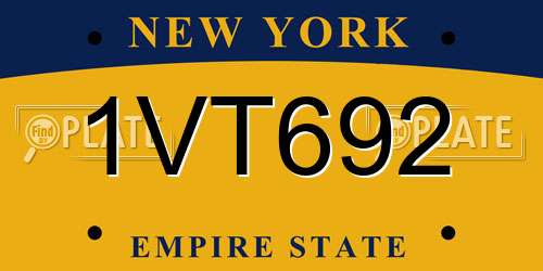 1VT692 New York License Plate