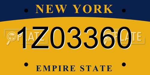 1Z03360 New York License Plate
