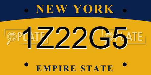 1Z22G5 New York License Plate