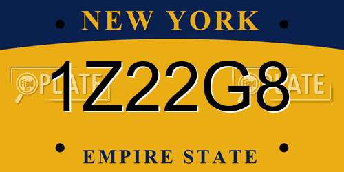 1Z22G8 New York License Plate