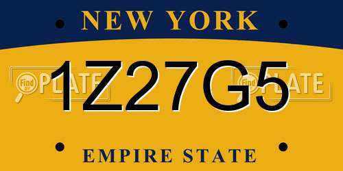1Z27G5 New York License Plate