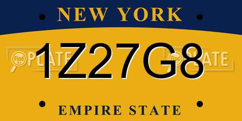 1Z27G8 New York License Plate