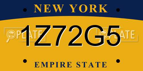 1Z72G5 New York License Plate