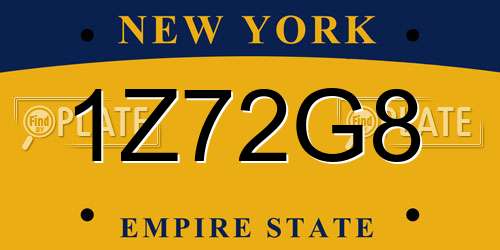 1Z72G8 New York License Plate