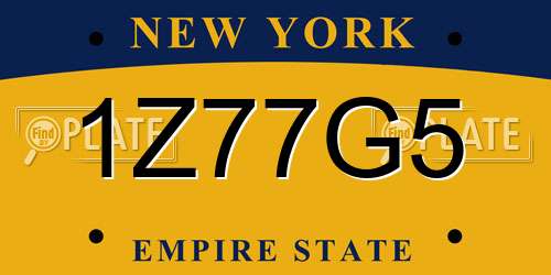 1Z77G5 New York License Plate