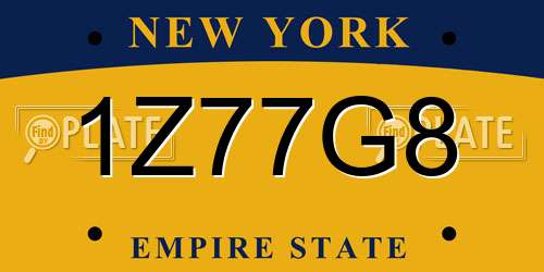 1Z77G8 New York License Plate