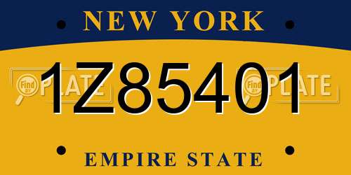 1Z85401 New York License Plate