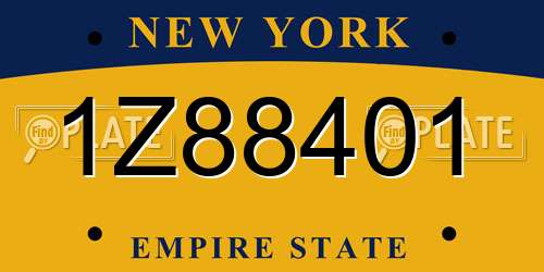 1Z88401 New York License Plate