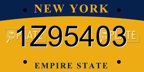 1Z95403 New York License Plate