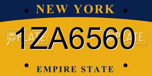 1ZA6560 New York License Plate