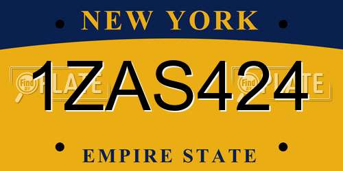 1ZAS424 New York License Plate