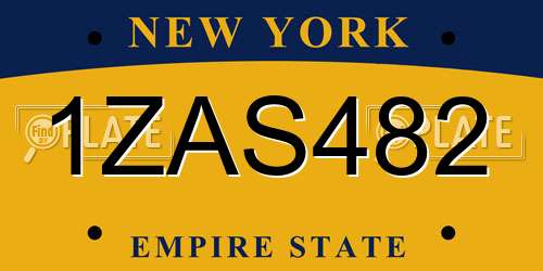 1ZAS482 New York License Plate