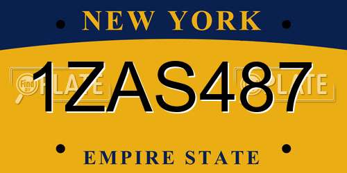 1ZAS487 New York License Plate