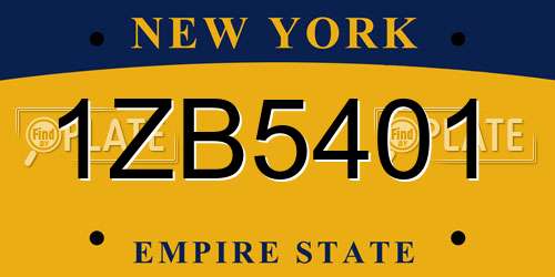 1ZB5401 New York License Plate