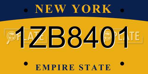 1ZB8401 New York License Plate