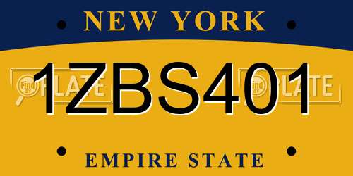 1ZBS401 New York License Plate