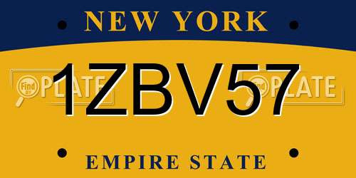 1ZBV57 New York License Plate
