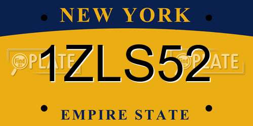 1ZLS52 New York License Plate