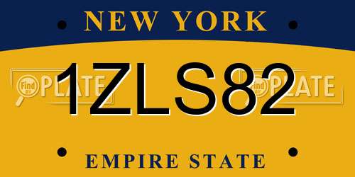 1ZLS82 New York License Plate