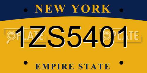 1ZS5401 New York License Plate