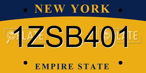 1ZSB401 New York License Plate