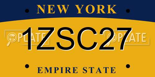 1ZSC27 New York License Plate