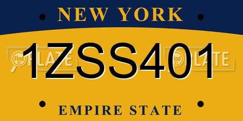1ZSS401 New York License Plate