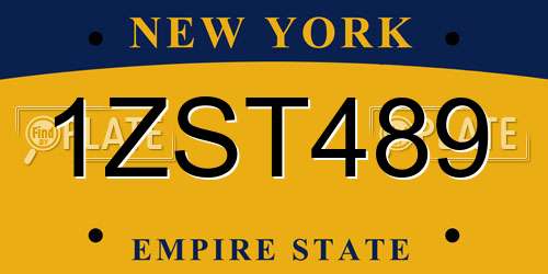 1ZST489 New York License Plate