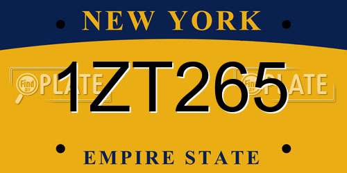 1ZT265 New York License Plate