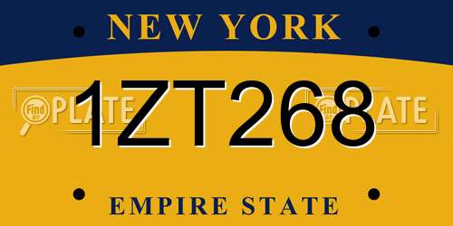 1ZT268 New York License Plate