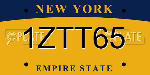 1ZTT65 New York License Plate