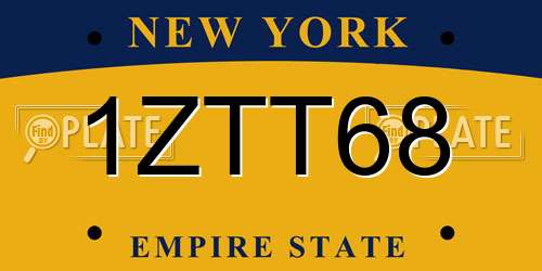 1ZTT68 New York License Plate