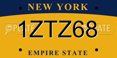 1ZTZ68 New York License Plate