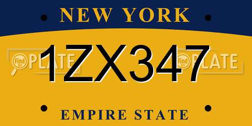 1ZX347 New York License Plate
