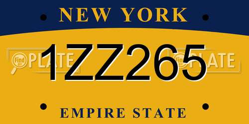 1ZZ265 New York License Plate