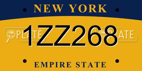 1ZZ268 New York License Plate